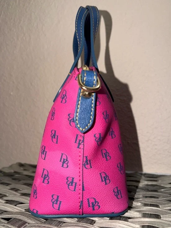 Dooney & Bourke Gretta Mini Top Handle Satchel - Pink Blue Crossbody DB Monogram - Picture 12 of 14